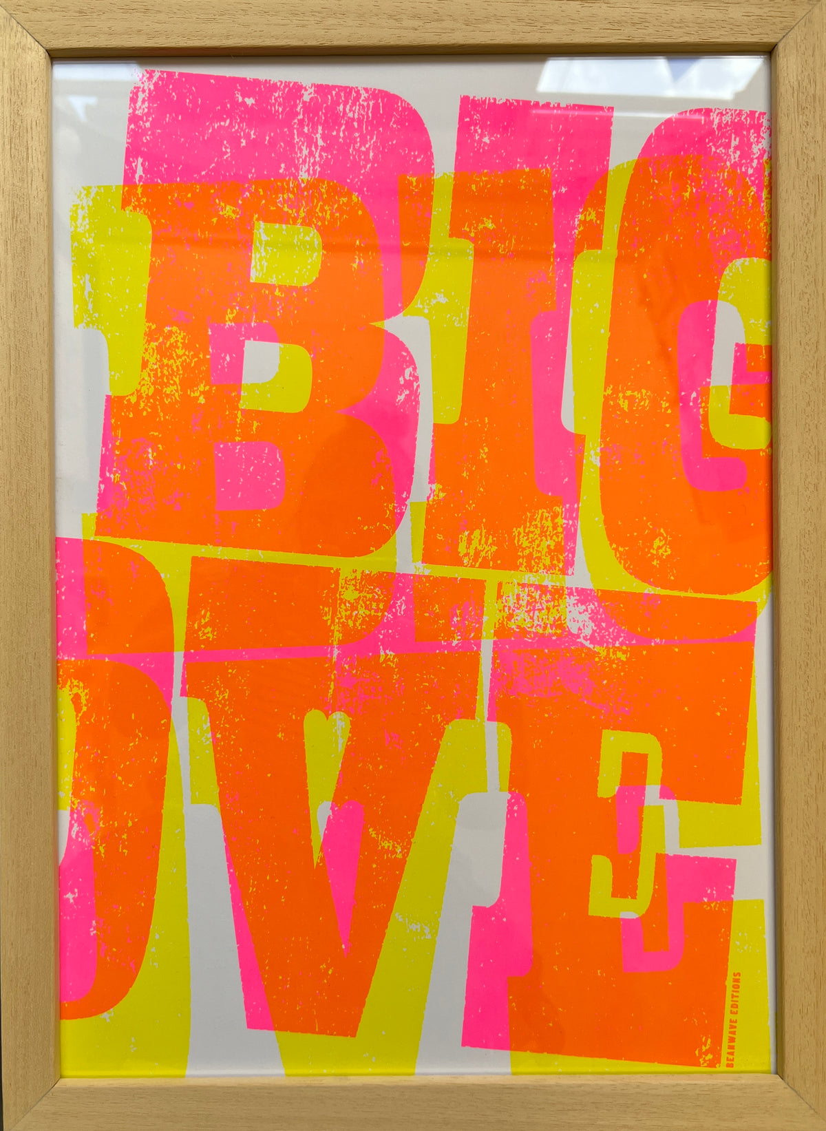 Big Love-Yellow &amp; Pink Framed by Beanwave Editions