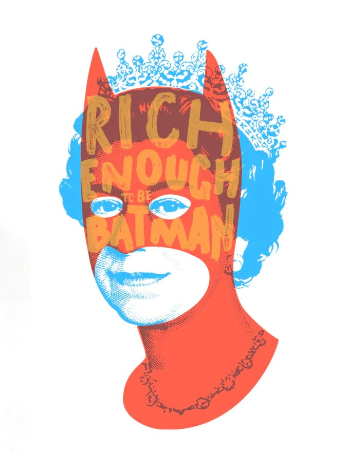 Rich Enough to be Batman - Orange &amp; Blue B2 by Heath Kane