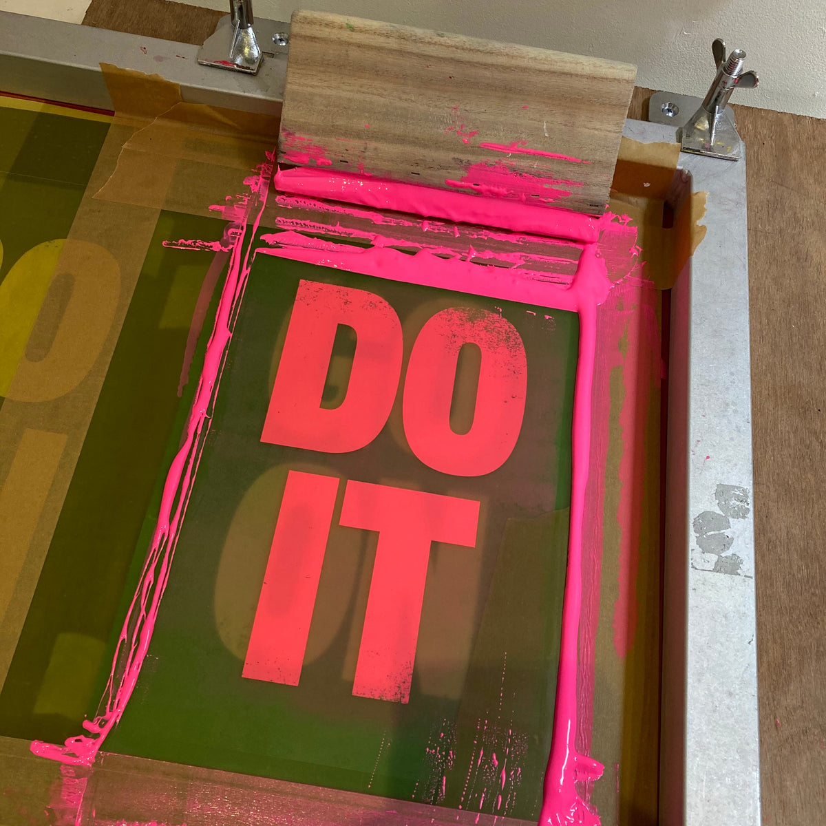 Go On, Do It-Turquoise (Custom Hooked Framing) by Beanwave Editions