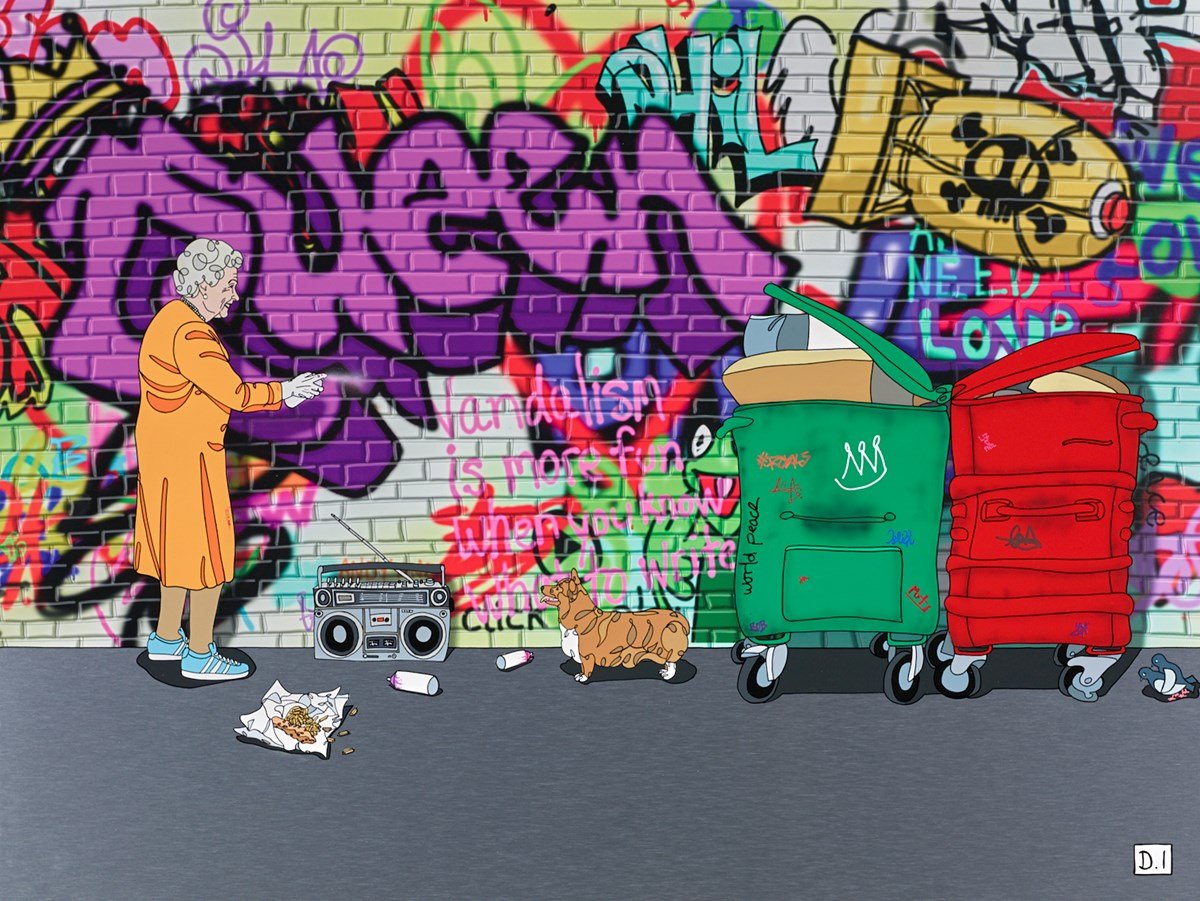 Graffiti Queen and Corgi by Dylan Izaak