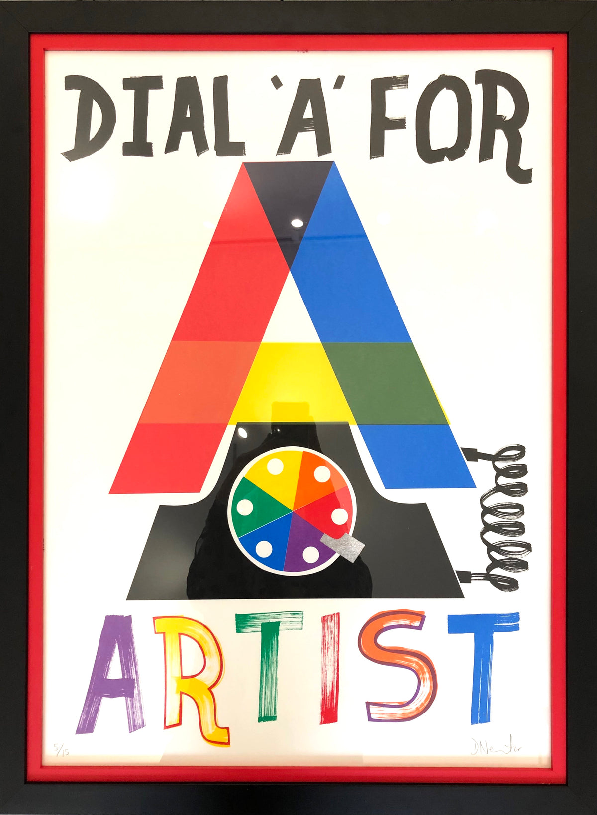 Dial &#39;A&#39; for Artist-(Custom Hooked Frame) by David Newton