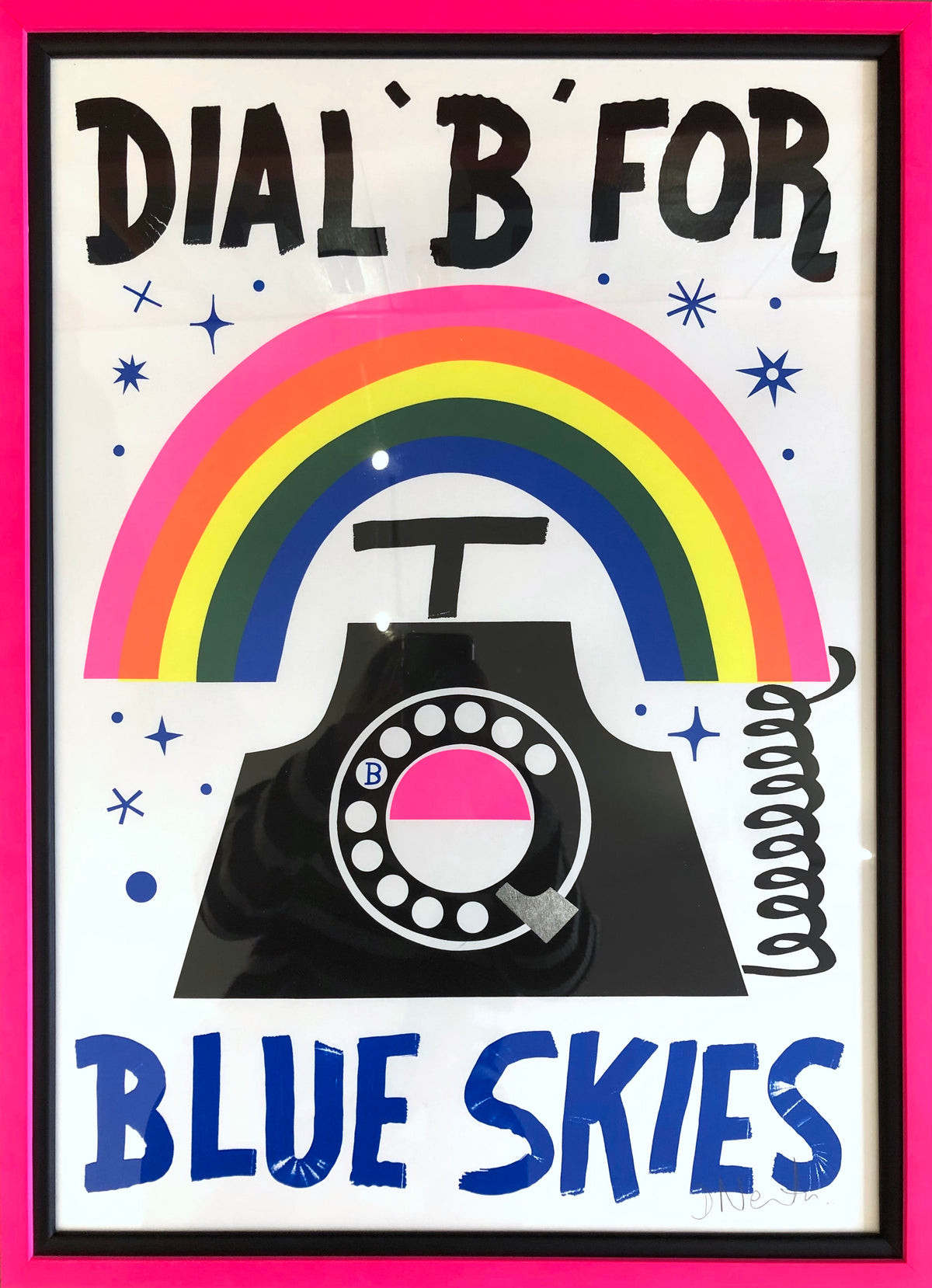 Dial &#39;B&#39; for Blue Skies-(Custom Hooked Framing) by David Newton