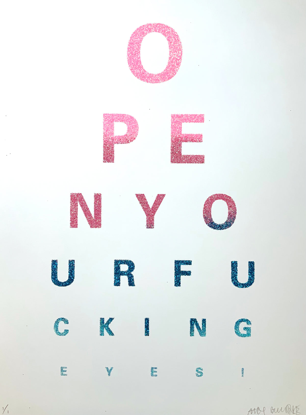 Eye Test (Glitter Edition)-blue and pink by Alex Bucklee