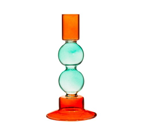 Turquoise &amp; Red Two Tone Bubble Candleholder