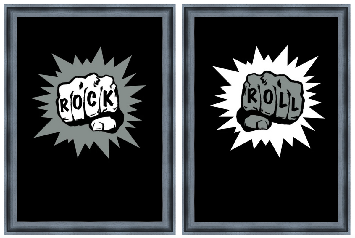 Rock and Roll Fists-Framed by Mister Edwards