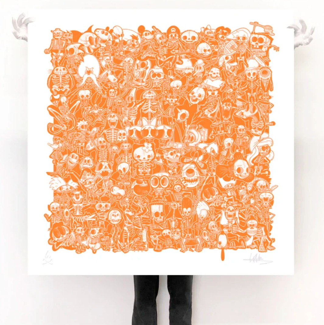 The Book Of Bare Bones Master Print - Fluro Orange by Will Blood