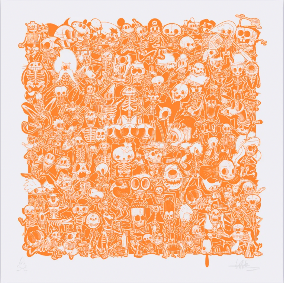The Book Of Bare Bones Master Print - Fluro Orange by Will Blood