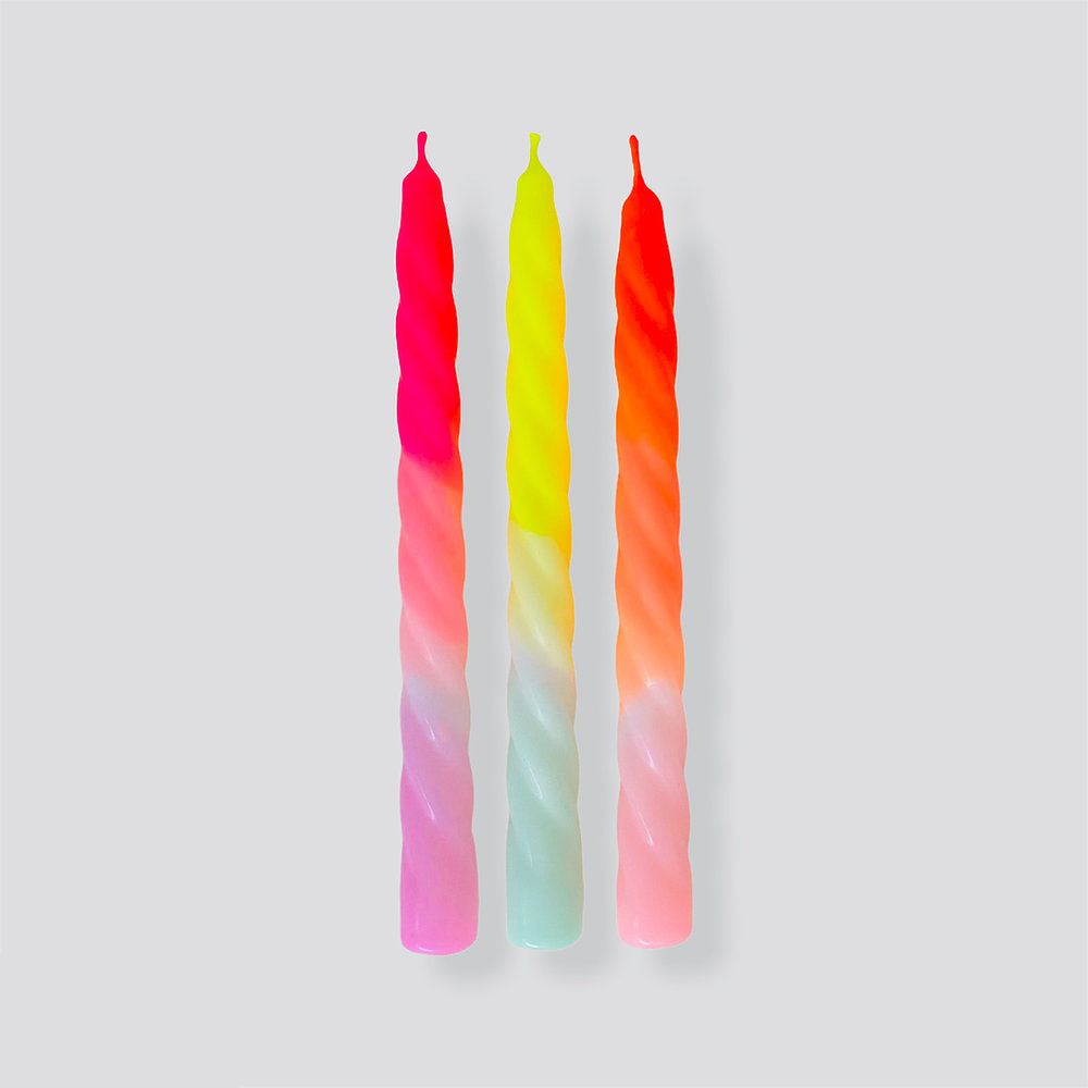Twisted Neon Candles-Shades of Fruit Salad