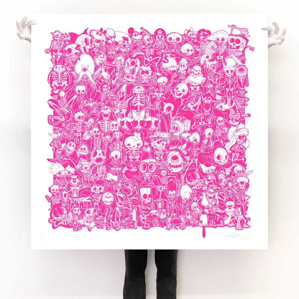 The Book Of Bare Bones Master Print - Fluro Pink by Will Blood