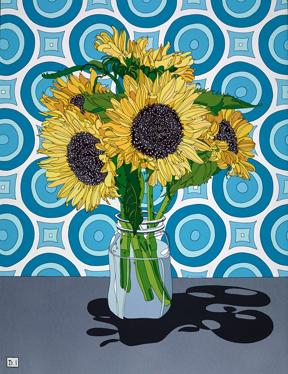 Sunflowers on Wallpaper by Dylan Izaak